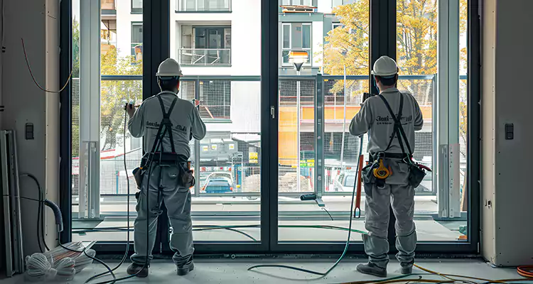 Patio Door Glass Replacement with Built-In Blinds in Royal Palm Beach, FL